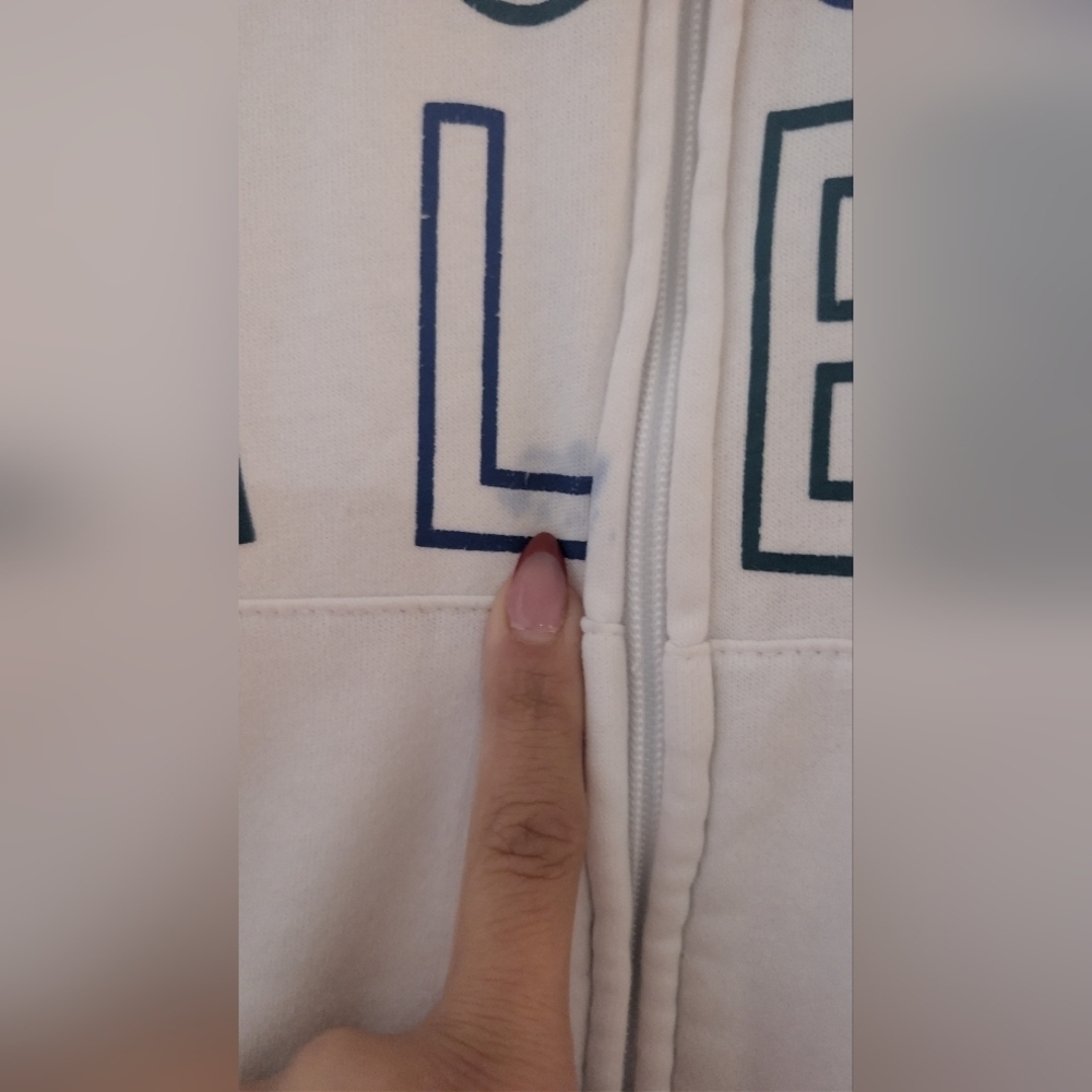 Aeropostale White Zip-Up Hoodie With Blue Letters - Picture 5 of 9